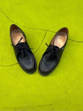 Paraboot Michael Black Leather Derby Shoes Size 43 France US 10